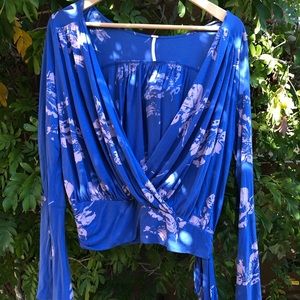 Free People Fiona Bell-sleeve faux wrap shirt